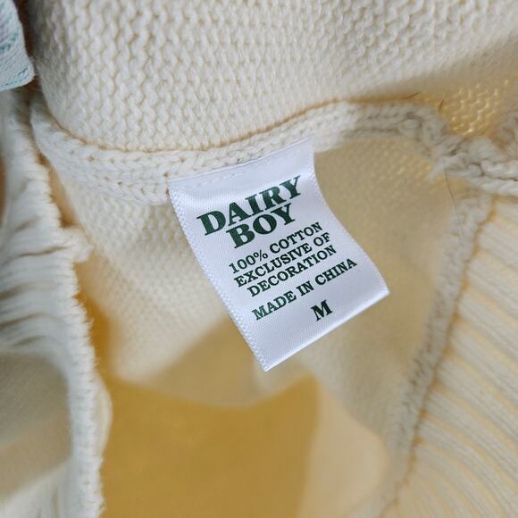 Dairy Boy Southport Sweater Cream Cotton Knit Off Shoulder Pullover Size M - Picture 5 of 7